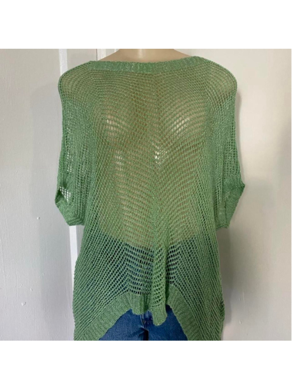 Green crochet knit top